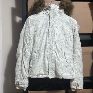 Aritzia TNA Kaleidoscope Hooded Jacket Graphic Medium White